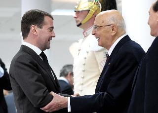 Il Presidente Giorgio Napolitano con Dmitrij Anatolyevich Medvedev, Presidente della Federazione Russa