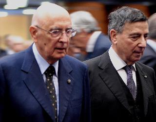 Il Presidente Giorgio Napolitano con il Presidente della Consob, Lamberto Cardia, alla presentazione della relazione annuale