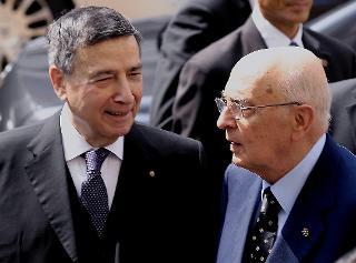 Il Presidente Giorgio Napolitano con il Presidente della Consob, Lamberto Cardia, alla presentazione della relazione