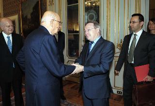 Il Presidente Giorgio Napolitano con Lluis Maria De Puig, Presidente dell'Assemblea del Consiglio d'Europa