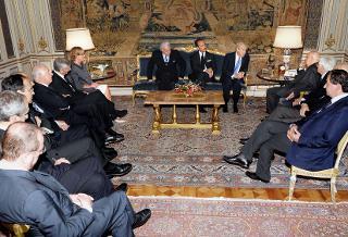 Il Presidente Giorgio Napolitano nel corso dell'incontro con i componenti il Consiglio di Amministrazione della RAI