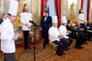 Il Capo del Settore Cucina del Segretariato Generale Fabrizio Boca al termine del saluto rivolto al Presidente Giorgio Napolitano