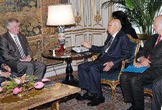 Il Presidente della Repubblica Giorgio Napolitano a colloqui, stamane al Quirinale con Horst Seehofer, Presidente - Ministro del Land Baviera.