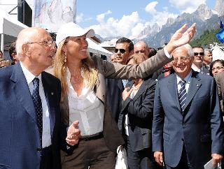 Il Presidente Napolitano e il Ministro dell'Ambiente alla cerimonia celebrativa delle Dolomiti Patrimonio Mondiale dell'Umanità