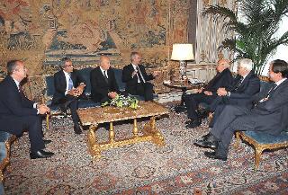 Il Presidente Giorgio Napolitano con Walter Veltroni e i vertici della RCS libri