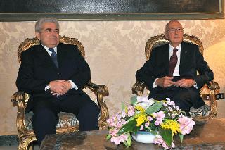 Il Presidente Giorgio Napolitano con il Signor Demetris Christofias, Presidente della Repubblica di Cipro durante i colloqui
