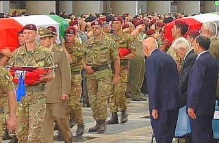 Il Presidente Giorgio Napolitano ai funerali di Stato dei parà della Folgore uccisi a Kabul