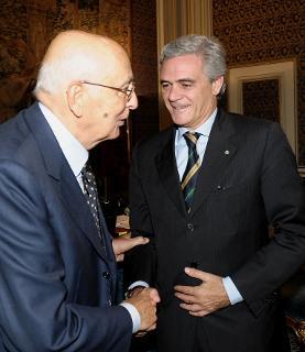 Il Presidente Giorgio Napolitano con l'Amb.Cesare Maria Ragaglini, nuovo Rappresentante permanente d'Italia presso le Nazioni Unite