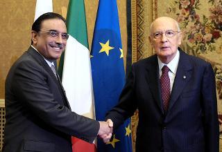 Il Presidente Giorgio Napolitano con Asif Ali Zardari, Presidente della Repubblica Islamica del Pakistan