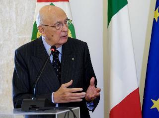 Il Presidente Giorgio Napolitano durante il suo intervento all'incontro sul tema &quot;Cultura e Turismo in Basilicata&quot; a Palazzo Lanfranchi