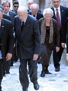 Il Presidente Giorgio Napolitano e la signora Clio al termine della visita al M.U.S.M.A