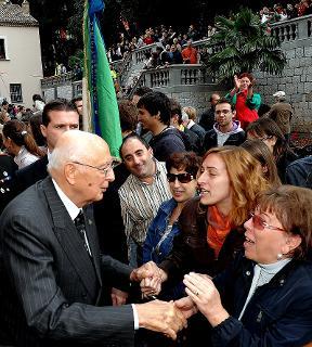 Il Presidente Giorgio Napolitano al suo arrivo a Palazzo Fortunato