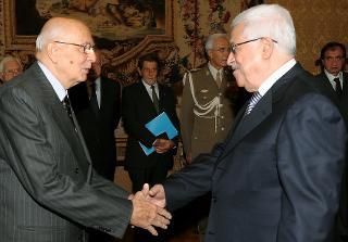 Il Presidente Giorgio Napolitano accoglie Abu Mazen, Presidente dell'Autorità Nazionale Palestinese