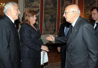 Il Presidente Giorgio Napolitano con Angelo Gargani e Daniela Gobbi in occasione dell'incontro con il Consiglio di Presidenza della Giustizia Tributaria