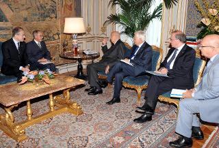 Il Presidente Giorgio Napolitano a colloquio con il Presidente ed il Vice Presidente dell'Accademia Nazionale dei Lincei