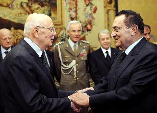 Il Presidente Giorgio Napolitano con Hosny Mubarak, Presidente della Repubblica Araba d'Egitto
