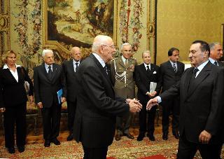 Il Presidente Giorgio Napolitano accoglie Mohamed Hosny Mubarak, Presidente della Repubblica Araba d'Egitto