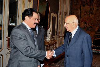 Il Presidente Giorgio Napolitano accoglie Abdul Rahman ibn Hamad al-Attiyah, Segretario generale del Consiglio di Cooperazione del Golfo