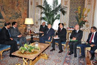 Il Presidente Giorgio Napolitano con Abdul Rahman ibn Hamad al-Attiyah, Segretario generale del Consiglio di Cooperazione del Golfo durante i colloqui