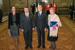 Il Presidente Giorgio Napolitano e il Re del Regno Hashemita di Giordania Abdullah II Ibn Al Hussein con le rispettive consorti