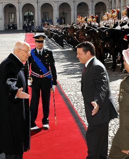 Il Presidente Giorgio Napolitano con Sua Maestà il Re Abdullah II Ibn Hussein del Regno Hashemita di Giordania in visita di Stato in Italia