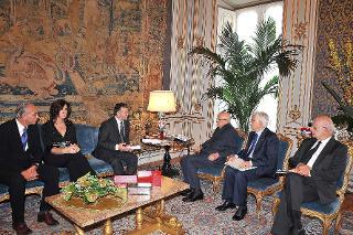 Il Presidente Giorgio Napolitano con il Dott. Ivan Malavasi, Presidente della Confederazione Nazionale dell'Artigianato e della Piccola e Media Impresa e una delegazione del sodalizio