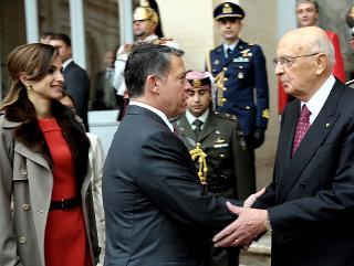 Il Presidente Giorgio Napolitano con le L.L. Maestà del Regno Hashemita di Giordania al termine della visita di Stato in Italia
