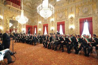 Il Presidente Giorgio Napolitano durante il suo intervento in occasione dell'incontro con una delegazione dell'Associazione Nazionale Comuni Italiani
