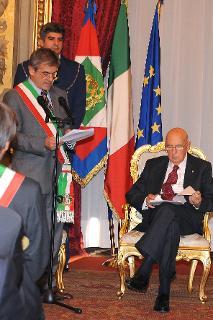 Il Presidente Giorgio Napolitano durante l'incontro con una delegazione dell'Associazione Nazionale Comuni Italiani