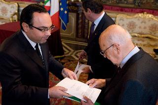 Il Presidente Giorgio Napolitano riceve le Lettere Credenziali dal nuovo Ambasciatore della Repubblica di Armenia, S.E. Rouben Karapetian