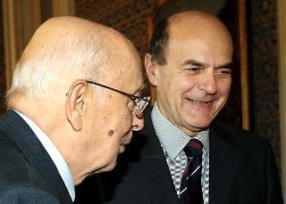 Il Presidente Giorgio Napolitano riceve al Quirinale Pierluigi Bersani