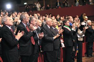 Il Presidente Giorgio Napolitano durante il Convegno &quot;Contromafie gli Stati Generali dell'Antimafia&quot;