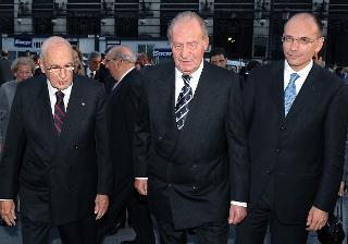 Il Presidente Giorgio Napolitano con il Re di Spagna Juan Carlo e l'On Enrico Letta al Foro di dialogo italo-spagnolo