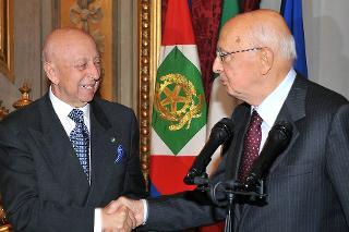 Il Presidente Giorgio Napolitano con Avi Pazner, Presidente dell'Associazione Ebraica Keren Hayesod