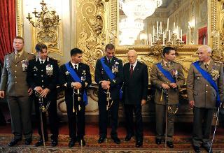 Il Presidente Giorgio Napolitano con gli insigniti dell'Ordine Militare d'Italia