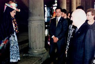 Il Presidente della Repubblica Oscar Luigi Scalfaro durante la visita di Stato in Messico. 28 marzo 1996.