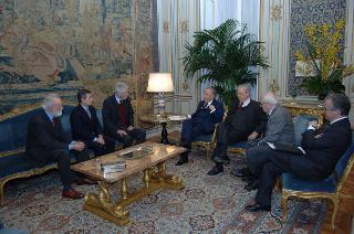 Il Presidente della Repubblica riceve Ezio Mauro, Direttore di &quot;Repubblica&quot;,  Eugenio Scalfari e Carlo Caracciolo