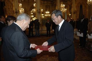 Cerimonia di presentazione delle Lettere Credenziali da parte di nuovi Ambasciatori residenti all'estero