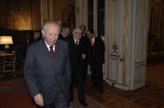 Il Presidente della Repubblica riceve Leopoldo Elia, con Gaetano Giuffrè e Matteo Bianchi, rispettivamente Vice Presidente e Direttore editoriale della casa editrice Giuffrè