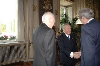 Il Presidente della Repubblica riceve Philippe Maystadt, Presidente della Banca Europea per gli Investimenti, con Gerlando Genuardi, Vice Presidente della BEI
