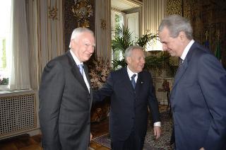 Il Presidente della Repubblica riceve Philippe Maystadt, Presidente della Banca Europea per gli Investimenti, con Gerlando Genuardi, Vice Presidente della BEI