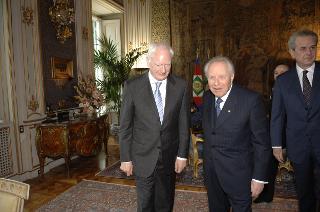 Il Presidente della Repubblica riceve Philippe Maystadt, Presidente della Banca Europea per gli Investimenti, con Gerlando Genuardi, Vice Presidente della BEI