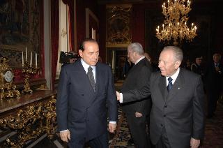 Il Presidente della Repubblica riceve Silvio Berlusconi, Presidente del Consiglio dei ministri, per presentare le dimissioni del Governo
