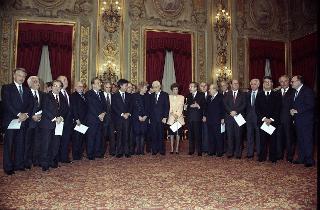 Il Presidente della Repubblica Francesco Cossiga alla cerimonia di Giuramento del VII Governo Andreotti