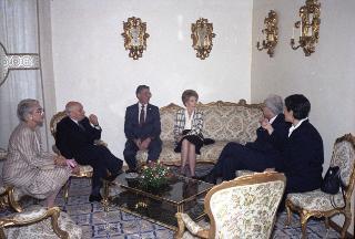 Incontro a Castelporziano e colazione privata del Presidente della Repubblica Francesco Cossiga  con il Presidente degli Stati Uniti d'America Donald Regan e la Signora Regan. In occasione del Vertice G7 tenutosi a Venezia nel 1987.