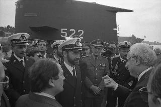 Intervento del Presidente della Repubblica Francesco Cossiga alle cerimonie del Giuramento degli Allievi Sottufficiali di Mariscuola Taranto e consegna della Bandiera di Combattimento al Sommergibile "Pelosi", in occasione delle manifestazioni celebrative del centenario di costituzione del Comando Sommergibili
