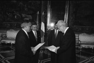 Sua Eccellenza Carlos Ruckauf, nuovo Ambasciatore della Repubblica Argentina: presentazione delle Lettere Credenziali.