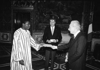 Sua Eccellenza Amado Pitroipa, nuovo Ambasciatore di Burkina Faso: presentazione delle Lettere Credenziali