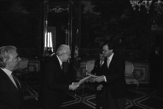 Sua Eccellenza Jiri Holub, nuovo Ambasciatore della Repubblica Socialista Cecoslovacca: presentazione delle Lettere Credenziali