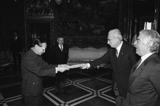 Sua Eccellenza Li Baocheng, nuovo Ambasciatore della Repubblica Popolare Cinese: presentazione delle Lettere Credenziali